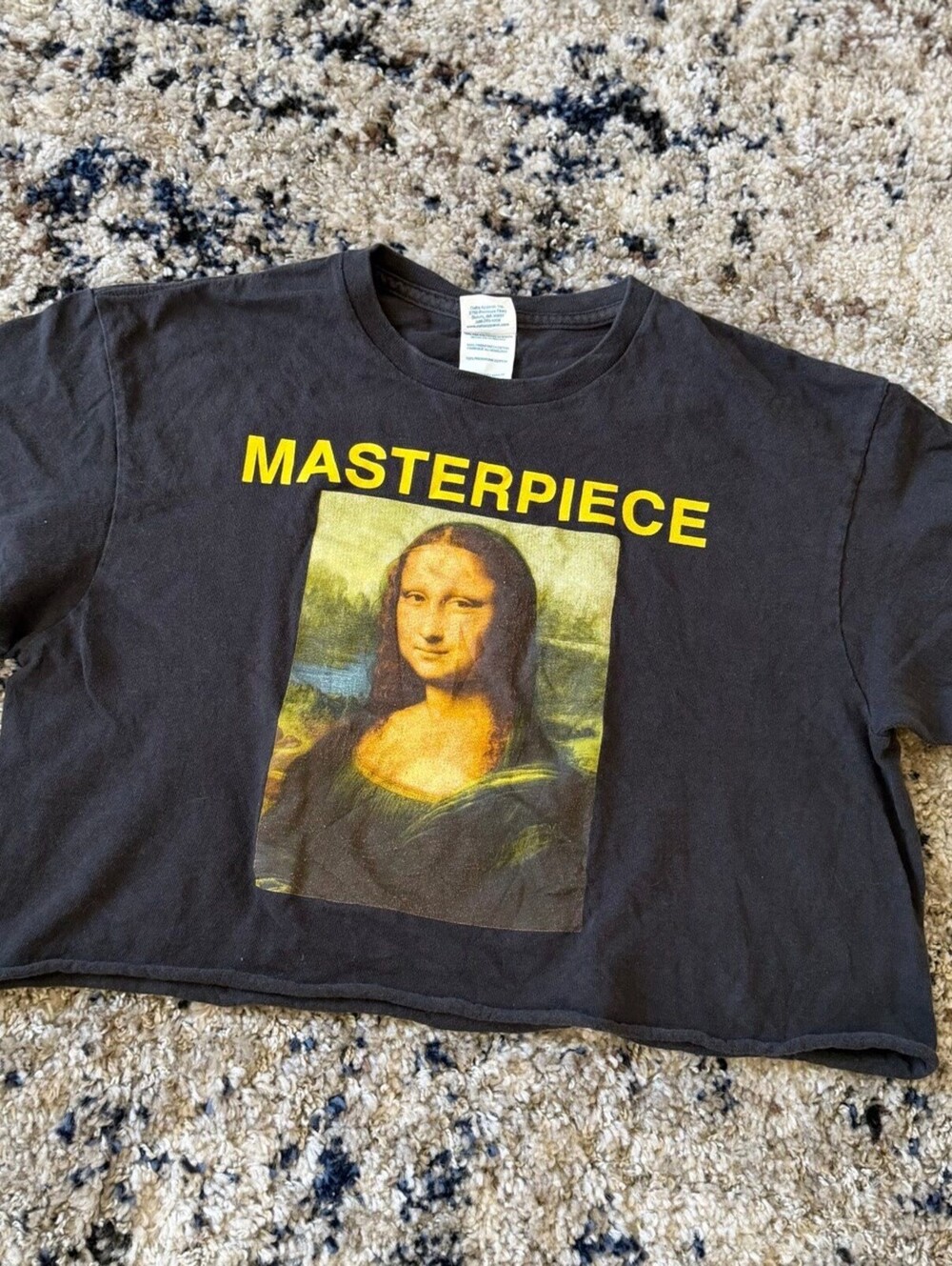 Mona Lisa Masterpiece Cropped Graphic Tee Shirt M